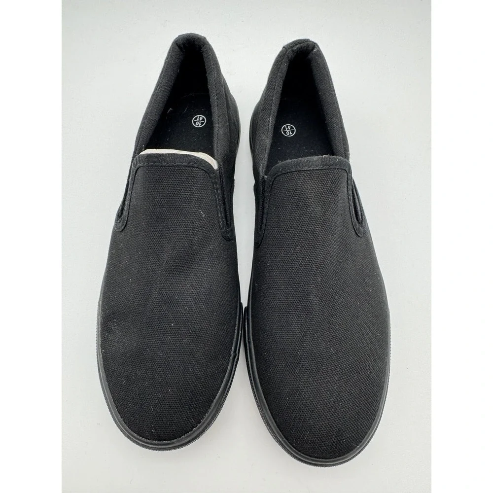 Mens Slip On Sneakers Black Canvas Casual‎ Shoes Size 10 EU 47